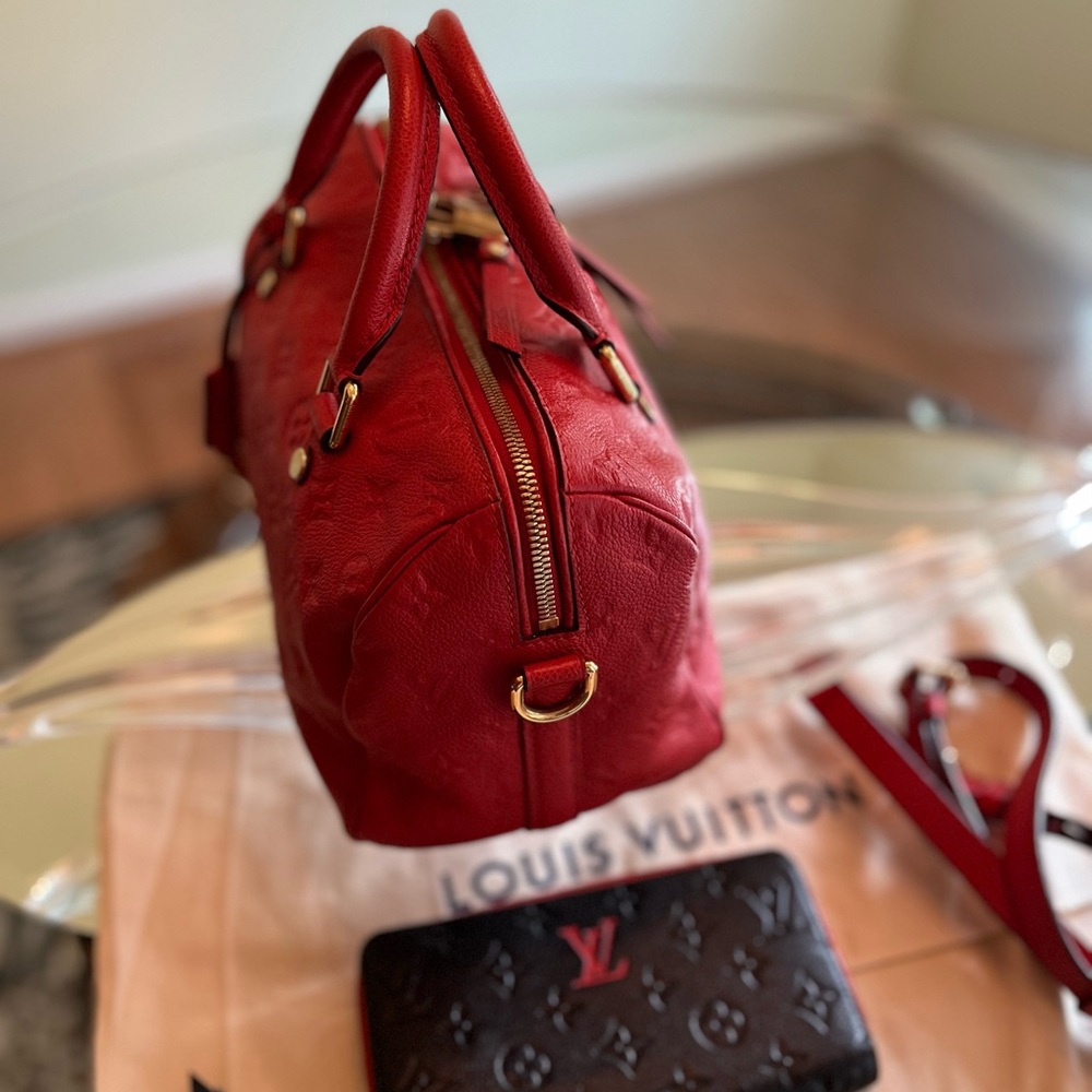 Louis Vuitton Red Emprinte Speedy Bag & Long Wallet - Picture 9 of 16
